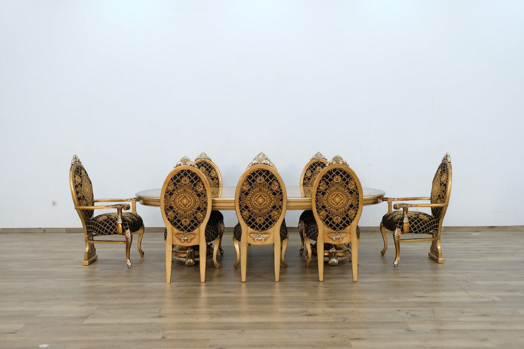 European Furniture - Emperador 11 Piece Dining Room Set in Black and Gold - 42034-11SET - GreatFurnitureDeal