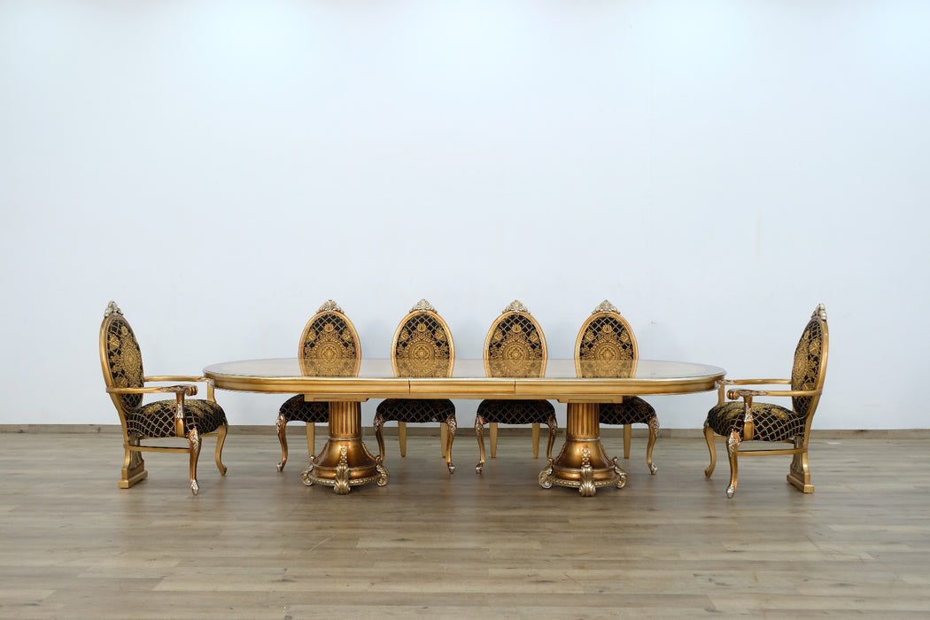 European Furniture - Emperador 9 Piece Dining Room Set in Black and Gold - 42034-9SET