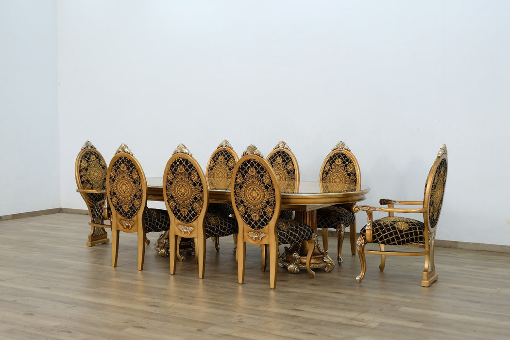 European Furniture - Emperador 9 Piece Dining Room Set in Black and Gold - 42034-9SET - GreatFurnitureDeal