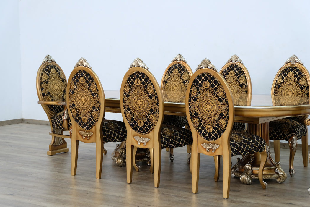 European Furniture - Emperador 11 Piece Dining Room Set in Black and Gold - 42034-11SET