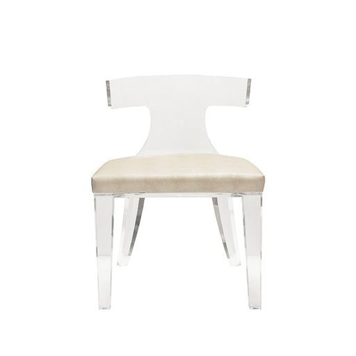 Worlds Away - Acrylic Klismos Chair With Beige Shagreen Cushion - DUKE BG - GreatFurnitureDeal