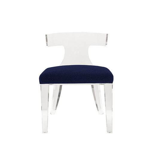 Worlds Away - Acrylic Klismos Chair With Navy Velvet Cushion - DUKE NVY