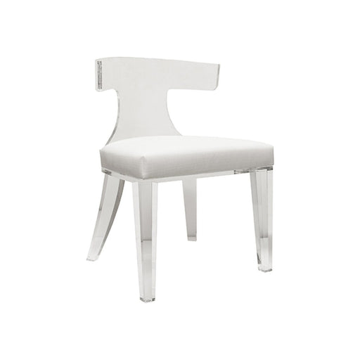 Worlds Away - Duke Acrylic Klismos Chair With White Linen Cushion - DUKE WH - GreatFurnitureDeal