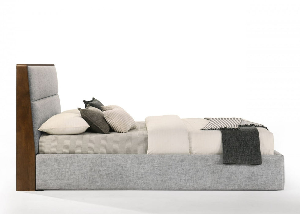 VIG Furniture - Modrest Dustin - Modern Grey Fabric & Walnut Trimmed Bed - VGMABR-99-BED - GreatFurnitureDeal