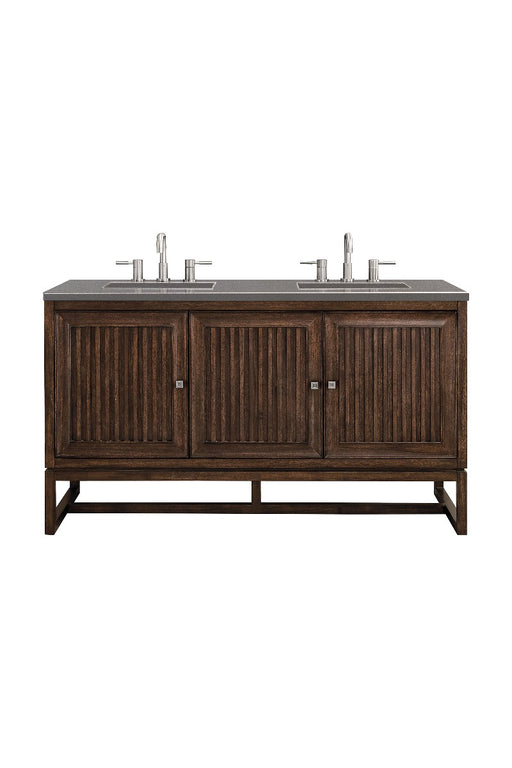 James Martin Furniture - Athens 60" Double Vanity Cabinet, Mid Century Acacia, w- 3 CM Grey Expo Quartz Top - E645-V60D-MCA-3GEX - GreatFurnitureDeal