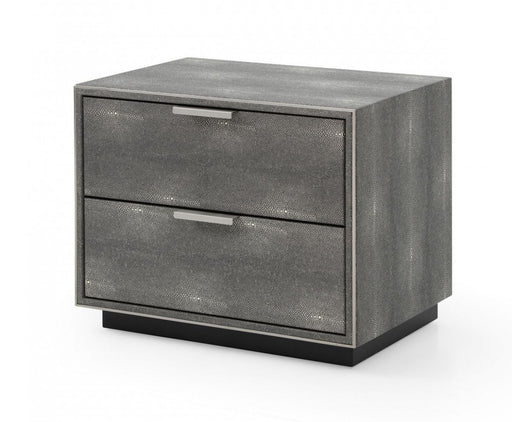 VIG Furniture - Modrest Dynasty Modern Shagreen Two Drawer Nightstand - VGVCN2108-2-GRY-NS - GreatFurnitureDeal