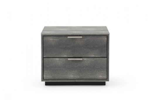 VIG Furniture - Modrest Dynasty Modern Shagreen Two Drawer Nightstand - VGVCN2108-2-GRY-NS - GreatFurnitureDeal