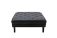 GFD Home - Sarah Black Vegan Leather Tufted Sofa Chaise Chair Ottoman Living Room Set With 6 Accent Pillows - GreatFurnitureDeal
