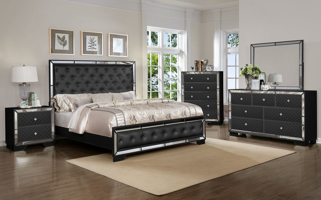 GFD Home - Madison Full Size 4 Upholstery Bedroom Set Made with Wood in Black - GreatFurnitureDeal