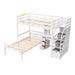 GFD Home - Twin Size Loft Bed with a Stand-alone Bed, Storage Staircase, Desk, Shelves and Drawers, White - GreatFurnitureDeal