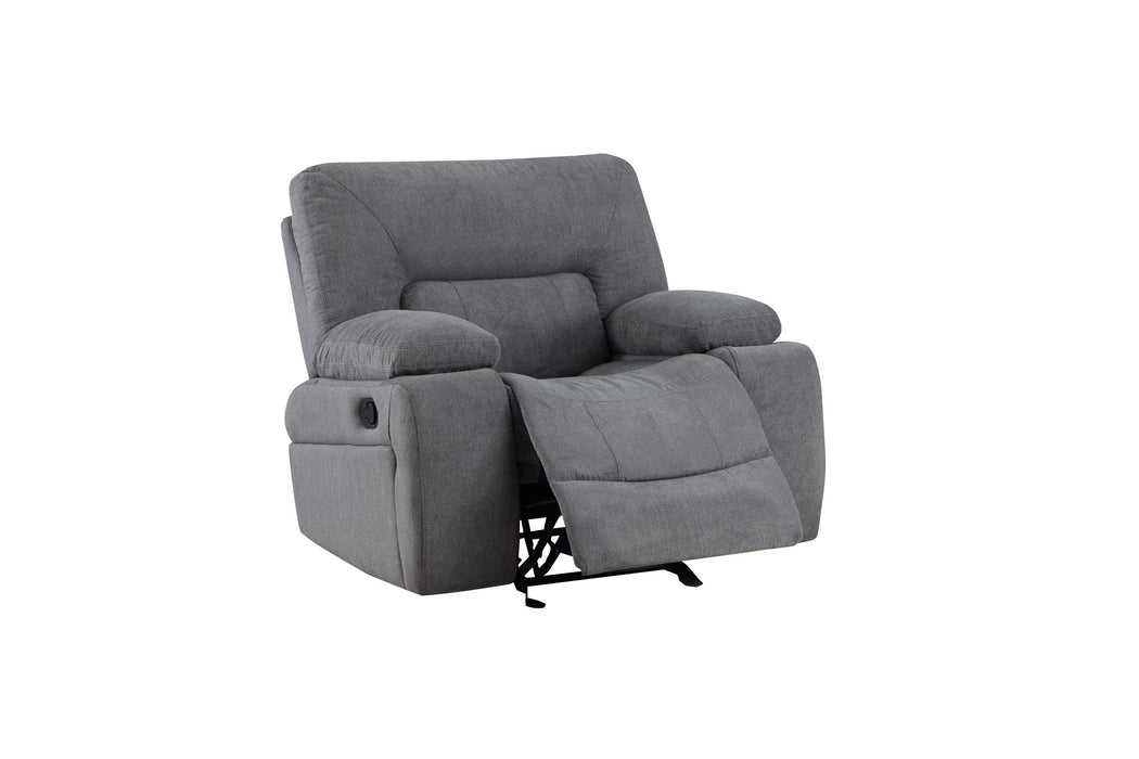 GFD Home - Ohio Manual Recliner 3Pc Living Room Set Made With Chenille Upholstery in Gray - GreatFurnitureDeal