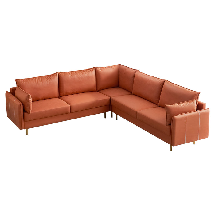 GFD Home - L-shaped Corner Sectional Technical leather Sofa-Orange, 102*102'' - GreatFurnitureDeal