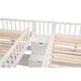 GFD Home - Twin & Twin Size Loft Bed with 2 Built-in Desks and Shelves, Storage Staircase, White - GreatFurnitureDeal