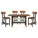 GFD Home - Rustic Brown and Gunmetal Finish 5pc Dining Set Counter Height Table And 4x Counter Height Chairs Industrial Design Wooden Dining Furniture - GreatFurnitureDeal
