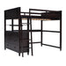 GFD Home - Full size Loft Bed with Drawers and Desk, Wooden Loft Bed with Shelves - Espresso(OLD SKU:LT000529AAP) - GreatFurnitureDeal