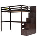 GFD Home - L-Shaped Twin Size Bunk Bed and Loft Bed with Built-in Middle Staircase and Desk,Espresso - GreatFurnitureDeal