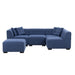 GFD Home - Sectional Sofa with Ottoman DIY Combination Sofa Blue - GreatFurnitureDeal