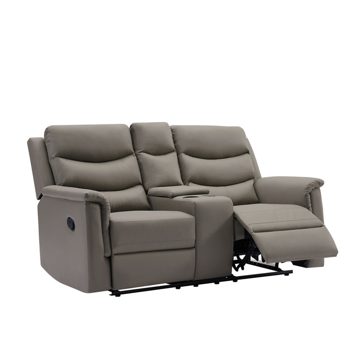 GFD Home - MOTION SOFA 3+2 GREY PU - GreatFurnitureDeal