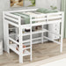 GFD Home - Full Size Loft Bed with Multifunction Shelves and Under-bed Desk, White - GreatFurnitureDeal