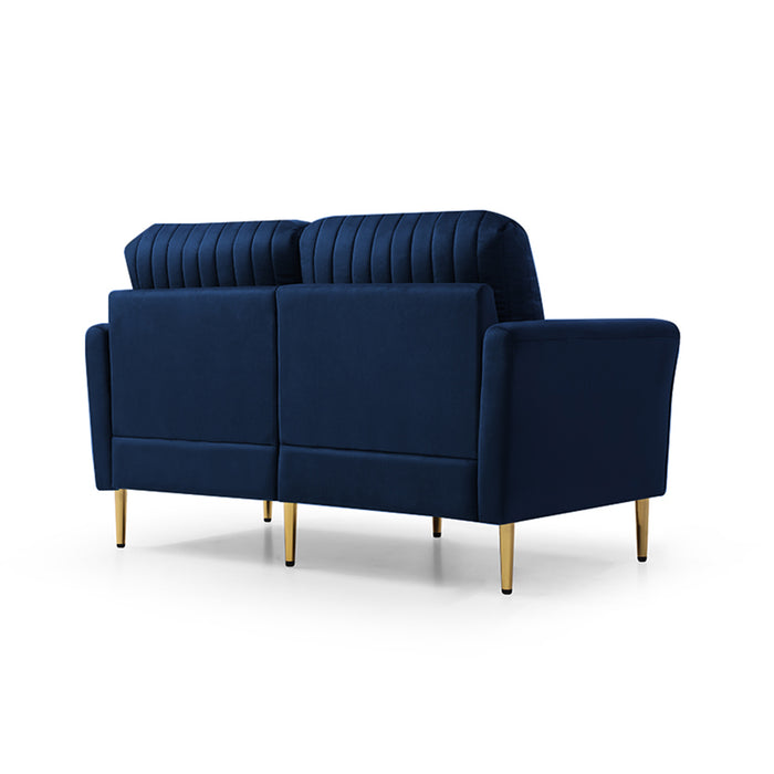 GFD Home - Velvet Fabric Sofa Couch Set, Mid-Century 3-Seat Tufted Love Seat for Living Room, Bedroom, Office, Apartment, Dorm, Studio and Small Space, 7 Pillows Included(Navy Blue),3+2+2 Seater - GreatFurnitureDeal