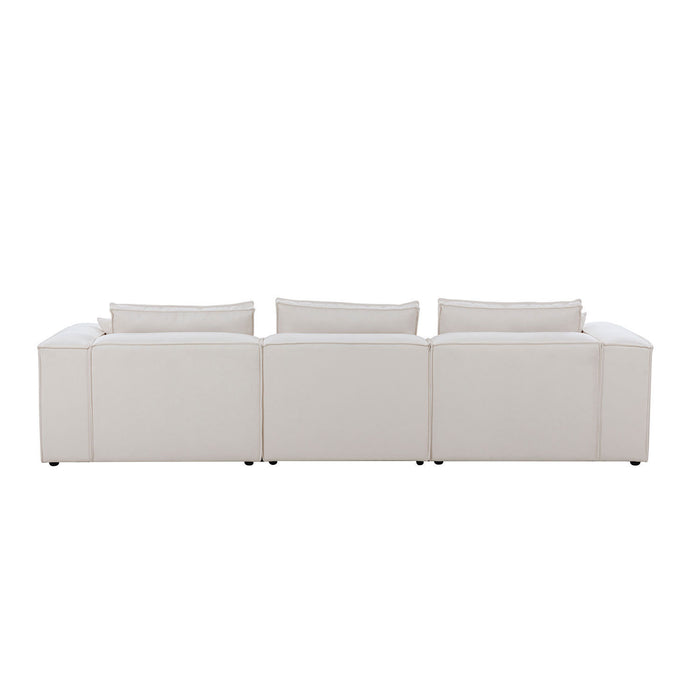 GFD Home - Modular Sectional Living Room Sofa Set, Modern Minimalist Style Couch with Ottoman and Reversible Chaise, L-Shape, White - GreatFurnitureDeal
