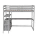 GFD Home - Twin Size Loft Bed with Desk and Shelves, Two Built-in Drawers, Gray(old SKU: GX000803AAE-1） - GreatFurnitureDeal