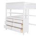 GFD Home - Full size Loft Bed with Drawers and Desk, Wooden Loft Bed with Shelves - White(OLD SKU:LT000529AAK) - GreatFurnitureDeal