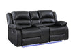 GFD Home - Martin 2 Pc Manual Reclining Sofa set finished with Faux Leather/ Wood in Black - GreatFurnitureDeal