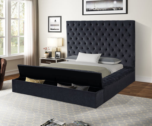 GFD Home - Nora Full Size Tufted Upholstery Storage Bed made with Wood in Black - GreatFurnitureDeal