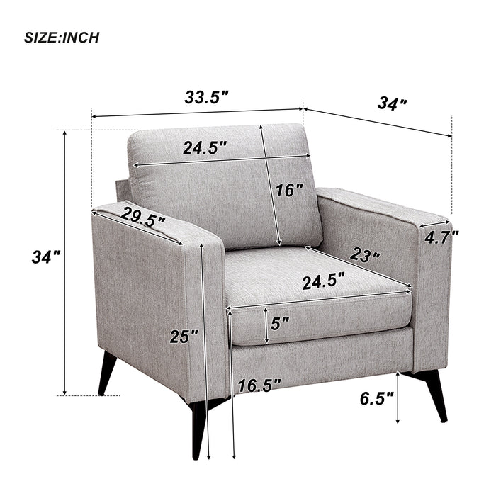 GFD Home -[VIDEO provided] [New]Modern 3-Piece Sofa Sets with Sturdy Metal Legs,Chenille Upholstered Couches Sets Including 3-Seat Sofa, Loveseat and Single Chair for Living Room Furniture Set (1+2+3 Seat) - GreatFurnitureDeal