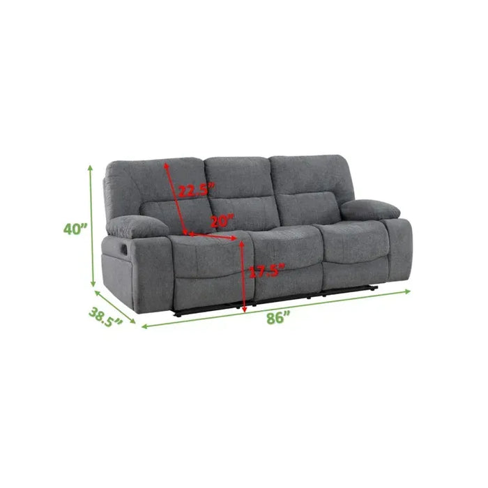 GFD Home - Ohio Manual Recliner 3Pc Living Room Set Made With Chenille Upholstery in Gray - GreatFurnitureDeal
