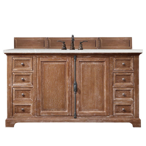 James Martin Furniture - Providence 60" Single Vanity Cabinet, Driftwood, w- 3 CM Eternal Serena Quartz Top - 238-105-5311-3ESR - GreatFurnitureDeal
