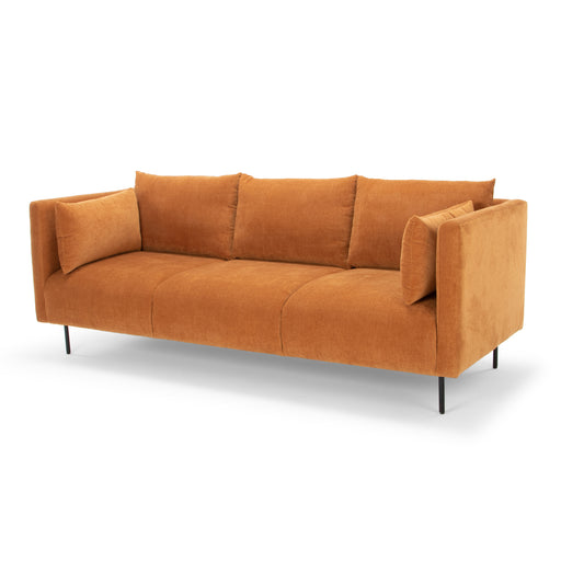 GFD Home - VIFAH SIGNATURE Italian design premium farbic 82-inch sofa with throw pillows - Burnt Orange - GreatFurnitureDeal