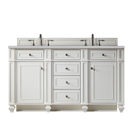 James Martin Furniture - Bristol 60" Double Vanity, Bright White, w- 3 CM Eternal Serena Quartz Top - 157-V60D-BW-3ESR - GreatFurnitureDeal