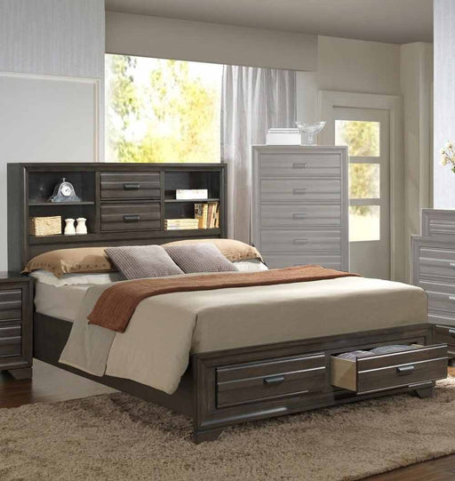 Myco Furniture - Eddison Queen Storage Platform Bed in Gray Finish - ED530-Q