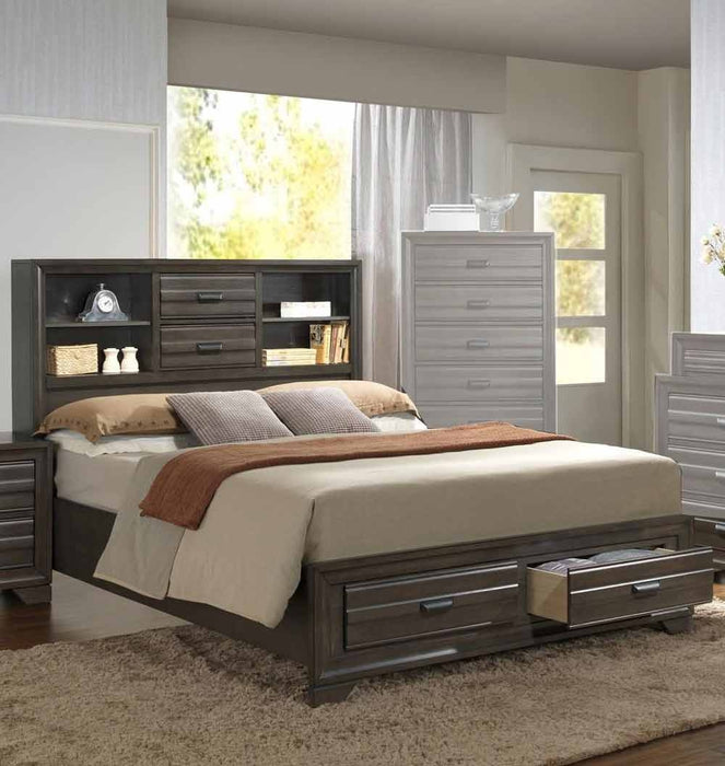 Myco Furniture - Eddison Eastern King Storage Platform Bed in Gray Finish - ED530-K