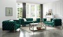 GFD Home - Moderno Tufted Chair Finished in Velvet Fabric in Green - GreatFurnitureDeal