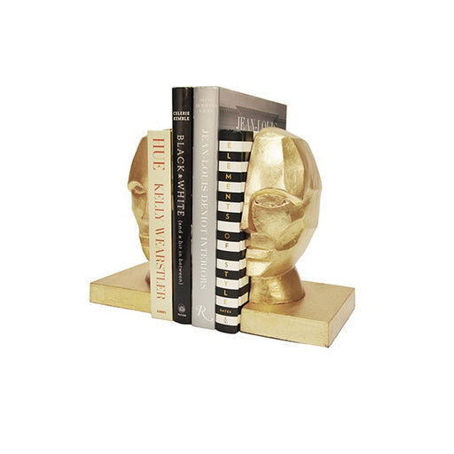 Worlds Away - Pair Of Profile Bookends In Gold Leaf - EDMUND G - GreatFurnitureDeal