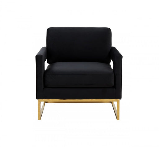 VIG Furniture - Modrest Edna - Modern Black Velvet & Gold Accent Chair - VGRHRHS-AC-201-BLK - GreatFurnitureDeal