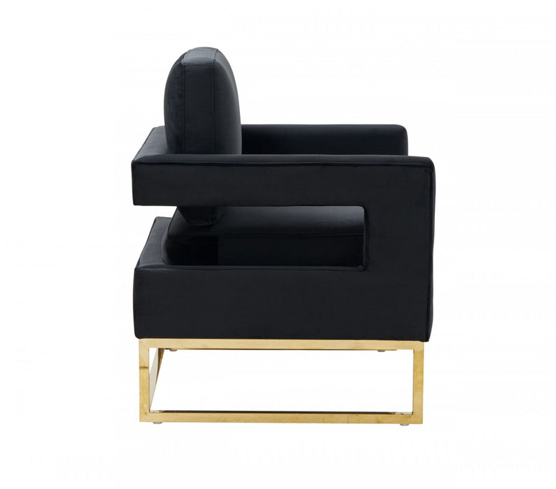 VIG Furniture - Modrest Edna - Modern Black Velvet & Gold Accent Chair - VGRHRHS-AC-201-BLK