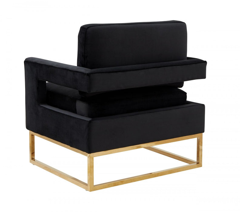 VIG Furniture - Modrest Edna - Modern Black Velvet & Gold Accent Chair - VGRHRHS-AC-201-BLK - GreatFurnitureDeal