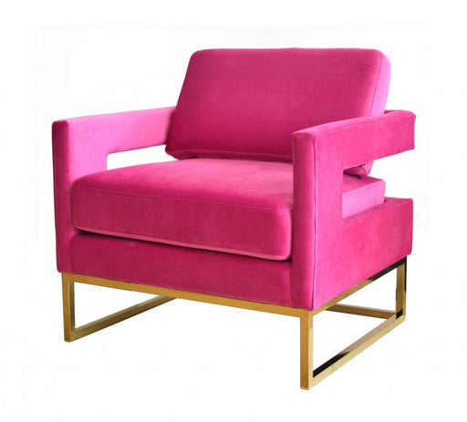 VIG Furniture - Modrest Edna Pink Velvet Gold Accent Chair - VGRHRHS-AC-201-PNK-CH - GreatFurnitureDeal