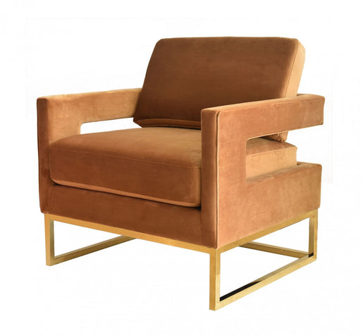 VIG Furniture - Modrest Edna Camel Velvet Gold Accent Chair - VGRHRHS-AC-201-BRN-CH - GreatFurnitureDeal