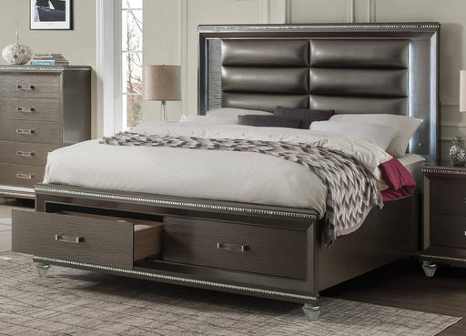 Acme Furniture - Sadie Queen Bed w-Storage (LED) in Dark Champagne - 27940Q - GreatFurnitureDeal