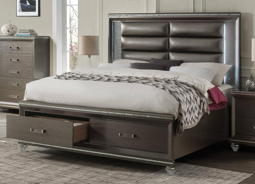 Acme Furniture - Sadie King Bed w-Storage (LED) in Dark Champagne - 27937EK - GreatFurnitureDeal