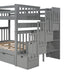 GFD Home - Full Over Full Bunk Bed with Shelves and 6 Storage Drawers, Gray(Old SKU：LP000046AAE) - GreatFurnitureDeal