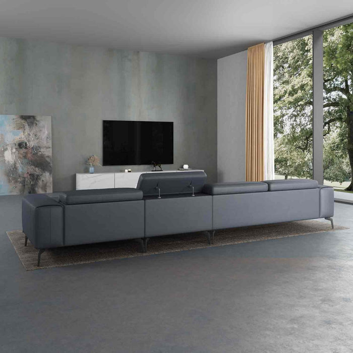 European Furniture - Cavour Mansion Right Hand Facing Sectional In Smokey Gray - 12554R-4RHF
