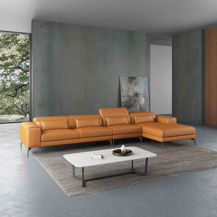European Furniture - Cavour Mansion Right Hand Facing Sectional In Cognac - 12556R-4RHF