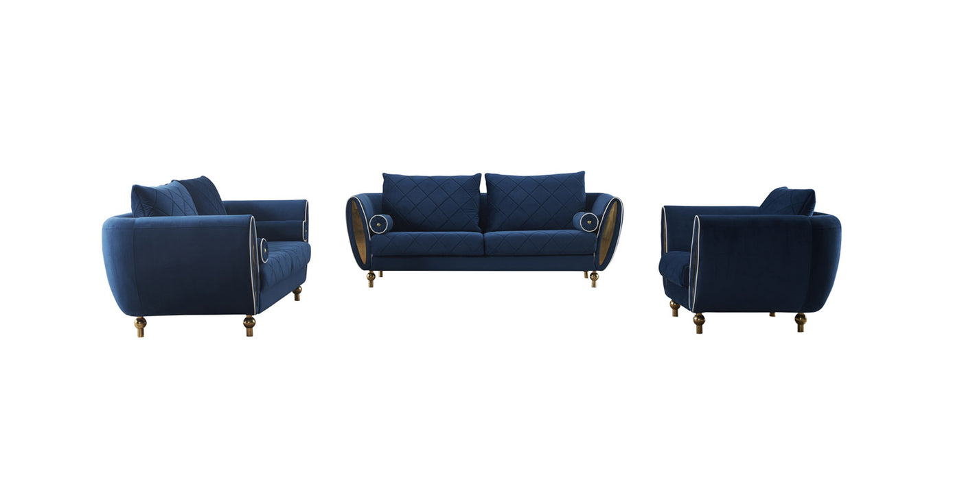European Furniture - Sipario Vita 3 Piece Living Room Set in Blue - 22560-SET3 - GreatFurnitureDeal