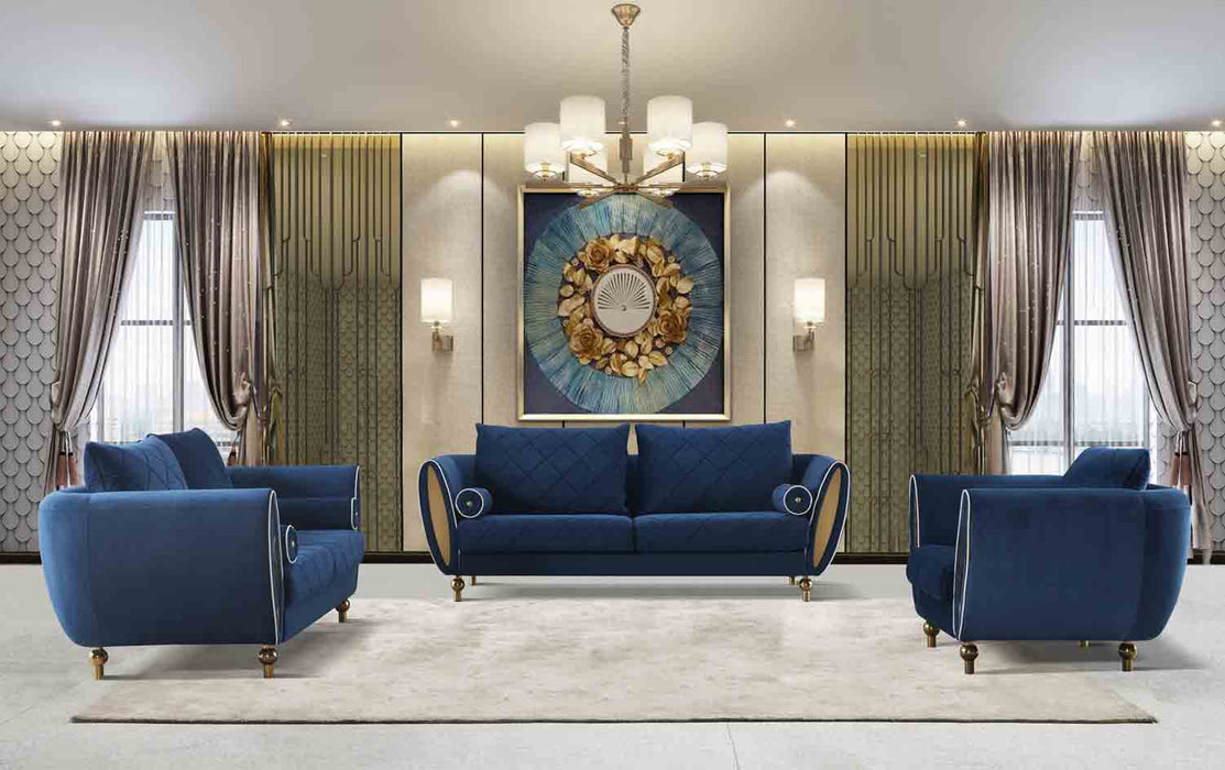 European Furniture - Sipario Vita 3 Piece Living Room Set in Blue - 22560-SET3 - GreatFurnitureDeal